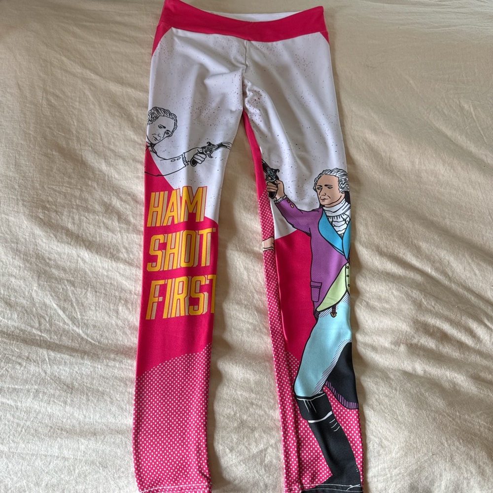 Society6 Pink and White Leggings with Graphic Design